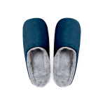 Unisex-Hausschuhe aus Baumwolle mit Plüschfutter farbe marineblau erste Ansicht