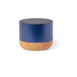 Lautsprecher aus recyceltem Aluminium mit Korksockel, 3 W farbe marineblau erste Ansicht