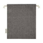 Mittelgroße Tasche aus recycelter Baumwolle mit Kordelzug, 150 g/m² farbe schwarz dritte Vorderansicht