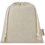 Mittelgroßer Kordelzugbeutel aus recycelter Baumwolle, 150 g/m² farbe beige zweite Vorderansicht