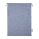 Großer Öko-Beutel aus recycelter Baumwolle mit Kordelzugverschluss farbe blau zweite Rückansicht