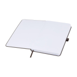 Notizbuch aus recycelten Materialien mit Logodruck auf Cover, A5 farbe braun dritte Ansicht