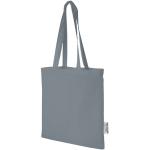Tasche aus GRS-zertifizierter recycelter Baumwolle mit langen Henkeln, 140 g/m² farbe grau zweite Vorderansicht