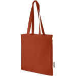 Tasche aus GRS-zertifizierter recycelter Baumwolle mit langen Henkeln, 140 g/m² farbe mahagoni zweite Vorderansicht