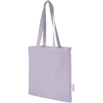 Tasche aus GRS-zertifizierter recycelter Baumwolle mit langen Henkeln, 140 g/m² farbe lila zweite Vorderansicht