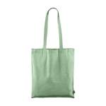 Recycelte Fairtrade-Baumwolltasche mit langen Henkeln, 120 g/m2 farbe grün vierte Ansicht