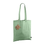 Recycelte Fairtrade-Baumwolltasche mit langen Henkeln, 120 g/m2 farbe grün fünfte Ansicht