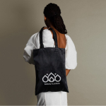 Samttasche als Werbeartikel mit passenden langen Henkeln, 280 g/m2 farbe schwarz vierte Ansicht