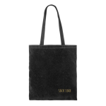 Samttasche als Werbeartikel mit passenden langen Henkeln, 280 g/m2 farbe schwarz sechste Ansicht