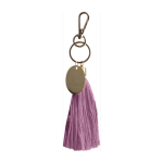 Pompon-Schlüsselanhänger aus Baumwolle mit goldenem Karabiner farbe rosa erste Ansicht