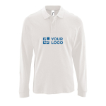 Langarm-Herren-Poloshirt aus Baumwolle, 180 g/m2, SOL'S Perfect farbe weiß Ansicht mit Druckbereich