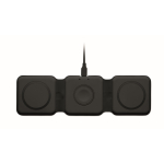 Faltbare kabellose Ladestation aus ABS mit 3 Ladepunkten, 15 W farbe schwarz