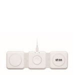 Faltbare kabellose Ladestation aus ABS mit 3 Ladepunkten, 15 W farbe weiß Ansicht mit Druckbereich