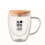 Doppelwandige Tasse aus Borosilikatglas bedruckt, 250ml Ansicht mit Druckbereich