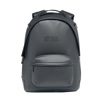 Laptop-Rucksack aus Kunstleder mit Vordertasche, 15'' farbe schwarz Ansicht mit Druckbereich