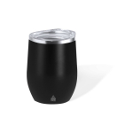 Recycelter doppelwandiger Edelstahlbecher mit Spender, 340 ml farbe schwarz erste Ansicht