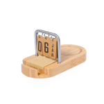 Kabelloses Bambus-Ladegerät mit Kalender und Handyhalterung, 15 W