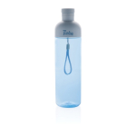 Flasche aus RPET mit abnehmbarem Deckel und Tragegriff, 600 ml farbe blau Ansicht mit Logo