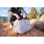 Reisetasche aus RPET mit großem Fach und Trolley-Gurt farbe beige Lifestyle-Bild 3