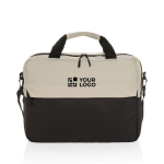 Umhängetasche aus RPET für Laptop mit Innentaschen, 15,6” farbe gebrochen weiß Ansicht mit Druckbereich