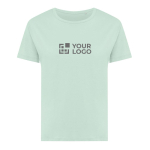 Damen-T-Shirt aus recycelter Baumwolle Slim Fit, Iqoniq, 160 g/m2 farbe hellgrün Ansicht mit Druckbereich
