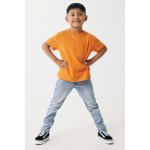 Kinder-T-Shirt aus recycelter Baumwolle Casual Fit, Iqoniq, 160 g/m2 farbe orange vierte Ansicht mit Modell