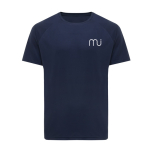 Sport-Shirt aus recycelter Polyester Casual Fit, Iqoniq, 150 g/m2 farbe marineblau Ansicht mit Logo
