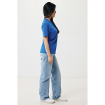 Unisex Sweatshirt aus recycelter Baumwolle, Iqoniq, 160 g/m2 farbe köngisblau vierte Ansicht mit Modell