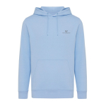Unisex Sweatshirt aus recycelter Baumwolle Slim Fit, Iqoniq, 280 g/m2 farbe cyan-blau Ansicht mit Logo