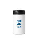 Trinkbecher aus recyceltem Edelstahl mit drehbarem Deckel, 250 ml Ansicht mit Druckbereich
