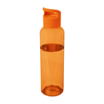 Transparente Flasche aus recyceltem Kunststoff mit Griff, 650 ml farbe orange