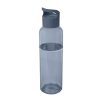 Transparente Flasche aus recyceltem Kunststoff mit Griff, 650 ml farbe cyan-blau