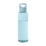 Transparente Flasche aus recyceltem Kunststoff mit Griff, 650 ml farbe hellblau zweite Vorderansicht