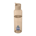 Transparente Flasche aus recyceltem Kunststoff mit Griff, 650 ml Ansicht mit Tampondruck