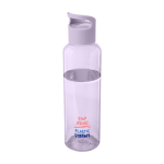 Transparente Flasche aus recyceltem Kunststoff mit Griff, 650 ml Ansicht mit Tampondruck