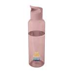 Transparente Flasche aus recyceltem Kunststoff mit Griff, 650 ml Ansicht mit Tampondruck