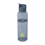 Transparente Flasche aus recyceltem Kunststoff mit Griff, 650 ml Ansicht mit Tampondruck