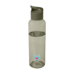 Transparente Flasche aus recyceltem Kunststoff mit Griff, 650 ml Ansicht mit Tampondruck