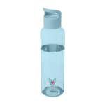 Transparente Flasche aus recyceltem Kunststoff mit Griff, 650 ml Ansicht mit Tampondruck