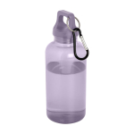 Transparente Flasche aus recyceltem Kunststoff mit Karabiner 400 ml