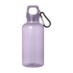 Transparente Flasche aus recyceltem Kunststoff mit Karabiner 400 ml zweite Vorderansicht