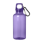 Transparente Flasche aus recyceltem Kunststoff mit Karabiner 400 ml zweite Vorderansicht