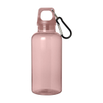 Transparente Flasche aus recyceltem Kunststoff mit Karabiner 400 ml zweite Vorderansicht
