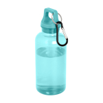 Transparente Flasche aus recyceltem Kunststoff mit Karabiner 400 ml
