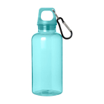 Transparente Flasche aus recyceltem Kunststoff mit Karabiner 400 ml zweite Vorderansicht