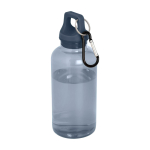 Transparente Flasche aus recyceltem Kunststoff mit Karabiner 400 ml