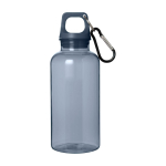 Transparente Flasche aus recyceltem Kunststoff mit Karabiner 400 ml zweite Vorderansicht