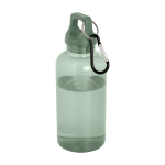 Transparente Flasche aus recyceltem Kunststoff mit Karabiner 400 ml