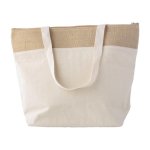 Kühltasche aus Baumwolle mit Jute-Detail und Reißverschluss farbe khaki erste Ansicht