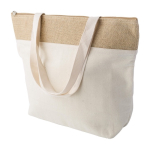 Kühltasche aus Baumwolle mit Jute-Detail und Reißverschluss erste Ansicht